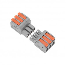 Клемма СМК 222-423R проходная разъемная 3 полюса серая 0,2-2,5/4мм² (40 шт/уп) REXANT