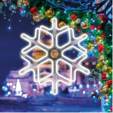 Фигура Снежинка из гибкого неона с эффектом тающих сосулек, 60х60 см, цвет свечения белый NEON-NIGHT