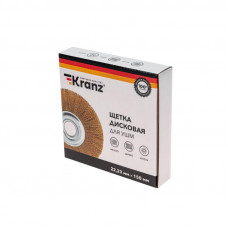 Щетка дисковая для УШМ, витая латунированная проволока, 150мм, отв. 22,23мм KRANZ