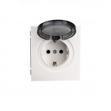 Розетка STRONG 1-ая с/з с/у, со шторками и крышкой 16А жемчуг KRANZ