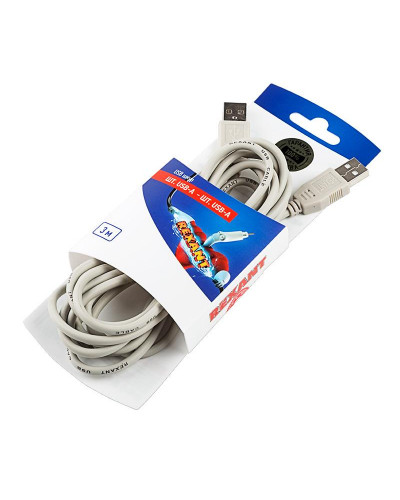 Кабель шт. USB-А – шт. USB-A, 2,4А, 3м, ПВХ, серый REXANT