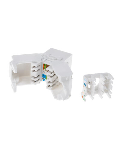 Модуль Keystone Jack RJ-45(8P8C) UTP, CAT 6, тип 180 градусов, самозажимной, белый REXANT