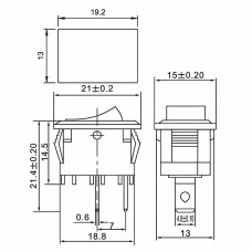 Выключатель клавишный 250V 6А (2с) ON-OFF черный Mini (RWB-201, SC-768) REXANT