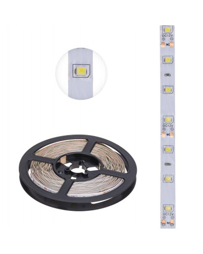 Лента светодиодная 12В, SMD2835, 4,8Вт/м, 60 LED/м, 2700К, 8мм, 5м, для БП с клеммами, IP20 LAMPER
