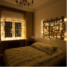 Гирлянда Светодиодный Дождь 1,5х1м, свечение с динамикой, прозрачный провод, 230 В, диоды ТЕПЛЫЙ БЕЛЫЙ