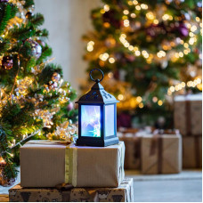 Декоративный фонарь 11х11х22,5 см, черный корпус, цвет свечения RGB с эффектом мерцания NEON-NIGHT