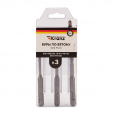 Набор буров по бетону 5х110х50, 6х110х50, 8х160х100мм, 3 шт, в пластиковой коробке SDS PLUS KRANZ