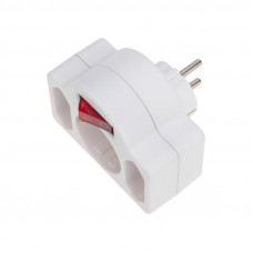 Тройник электрический 16А с/з + 2х2,5А с выключателем и защитными шторками, белый REXANT