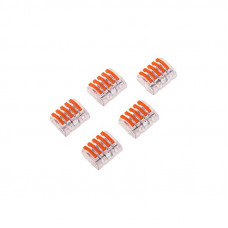 Универсальная клемма СМК 222-415, 5-проводная прозрачная 0,08-2,5/4 мм² (блистер 5 шт./уп.) REXANT