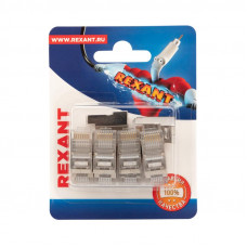 Разъем сетевой LAN на кабель, штекер 8Р8С (RJ-45), под обжим, в экране, 10шт. REXANT