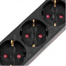 Удлинитель STANDARD 3 гнезда, 1,5м, 3х1,0мм², с/з, с выключателем, черный REXANT