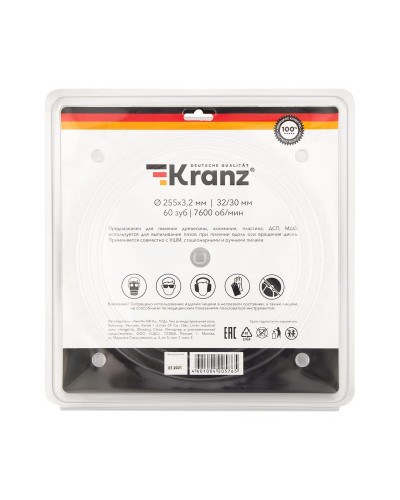 Диск пильный 255 мм х 60 зуб х 32/30 мм KRANZ