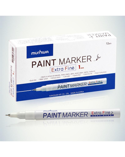 Маркер-краска Extra Fine Paint Marker 1мм, нитрооснова, белый MunHwa
