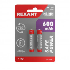 Аккумулятор Ni-MH AАA/HR03, 1,2В, 600мАч, 2 шт, блистер REXANT