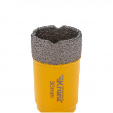 Коронка алмазная профессиональная по керамограниту и железобетону М14, вакуумное спекание, 30мм, для УШМ KRANZ