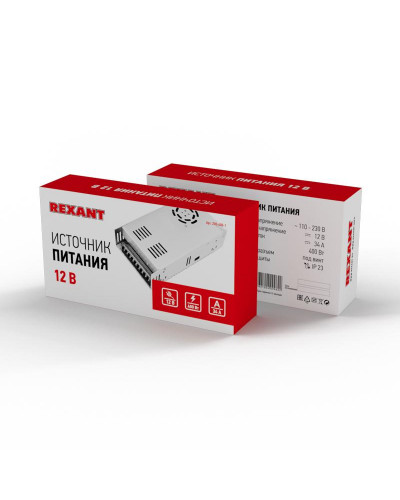 Источник питания Slim 12V DC 33,4A 400W с разъемами под винт (IP20) REXANT
