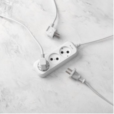 Удлинитель 3 гнезда, 3м, 2х0,75мм², б/з, белый PROconnect