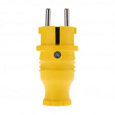 Вилка влагозащищенная прямая, c/з, 16А, IP44, каучук, желтая REXANT