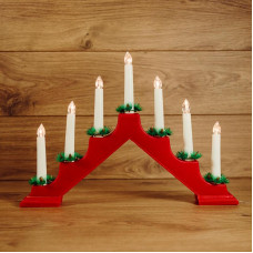 Новогодняя горка 7 свечек, цвет корпуса: Красный, цвет свечения: ТЕПЛЫЙ БЕЛЫЙ