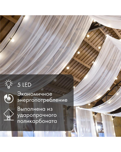Лампа светодиодная, диаметр 45мм, E27, 5 LED, 2Вт, КРАСНЫЙ, 230В NEON-NIGHT