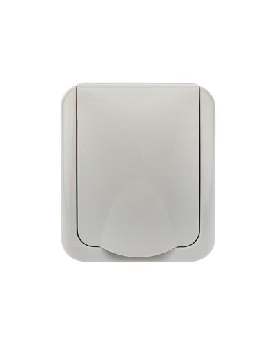 Розетка одноместная Mini OG IP54 с/з, о/у, серая KRANZ