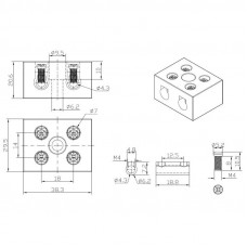 Клемма керамическая винтовая КВ 12 мм² 2 пары контактов с крепежным отверстием (50 шт./уп.) REXANT