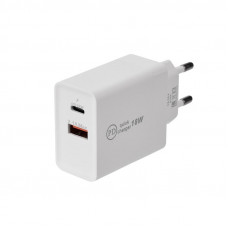 Сетевое зарядное устройство для iPhone/iPad REXANT Type-C + USB 3.0 с Quick charge, белое