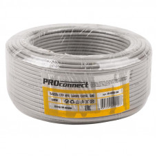 Кабель витая пара U/UTP, CAT 5e, PVC, 4PR, 24AWG, INDOOR, SOLID, серый, 50м PROconnect