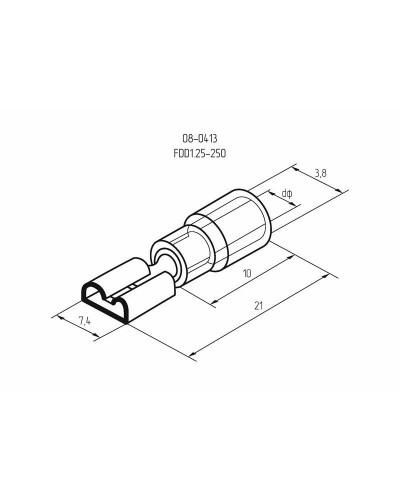 Клемма плоская изолированная РПи-м 1.5-(6.3)/РпИм 1,25-250 гнездо 6.6 мм 0.5-1.5 мм² REXANT