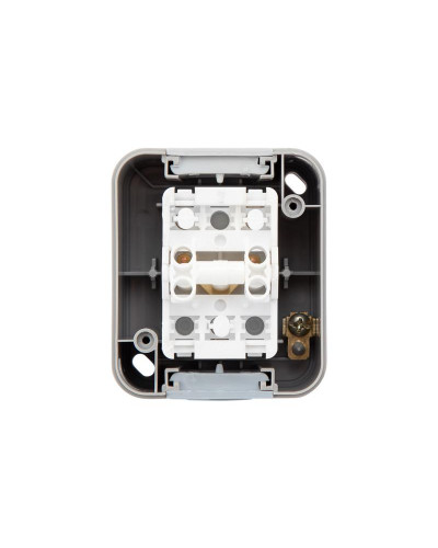 Выключатель двухклавишный Mini OG IP54 о/у, серый KRANZ