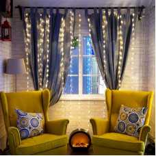 Гирлянда Светодиодный дождь 3х2 м, эффект водопада, прозрачный провод, 230 В, диоды теплые белые, 240 LED