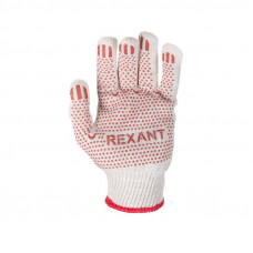 Перчатки х/б с покрытием ПВХ «Точка», 5 нитей, 48-50 г, белые REXANT