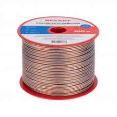 Кабель акустический 2х1,00мм², прозрачный BLUELINE, 100м REXANT