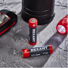 Аккумулятор Li-ion 18650, 3,7В, 3000мАч, без платы защиты, плоский контакт, 2 шт, блистер REXANT