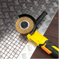 Щетка дисковая для УШМ, витая латунированная проволока, 100мм, отв. 22,23мм KRANZ