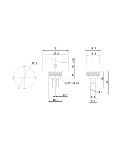 Выключатель клавишный 12V 30А (3с) ON-OFF черный ОВАЛ с желтой LED подсветкой (RWB-523, ASW-20D) REXANT