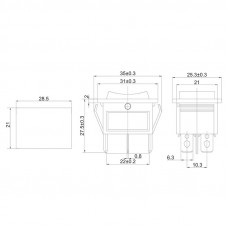 Переключатель клавишный 250V 15А (6с) (ON)-OFF-(ON) черный  с нейтралью  Б/Фикс  (RWB-508, SC-767)  REXANT