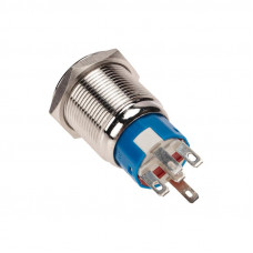 Кнопка антивандальная Ø19 12В(LED) Фикс (5с) OFF-ON/ON-OFF подсв/красная REXANT