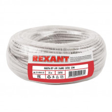 Кабель витая пара U/UTP, CAT 5e, PVC, 4PR, 24AWG, INDOOR, SOLID, серый, 25м, REXANT