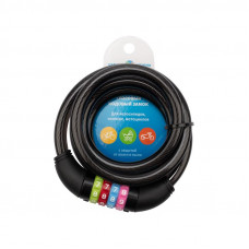 Замок тросовый кодовый взломостойкий для велосипедов и колясок 150см черный ЧЕТЫРЕ СЕЗОНА