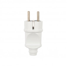 Вилка Евро прямая с з/к 16А усиленная белая REXANT