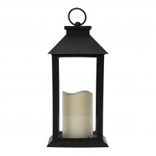 Декоративный фонарь со свечой 14x14x29 см, черный корпус, теплый белый цвет свечения NEON-NIGHT