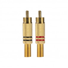 Разъем штекер RCA металл пайка черный/красный, Gold PROconnect