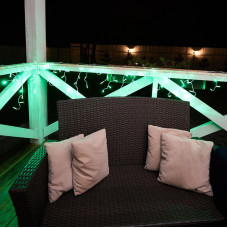 Гирлянда светодиодная Бахрома (Айсикл) 2,4х0,6м 88 LED ЗЕЛЕНЫЙ прозрачный ПВХ IP65 постоянное свечение 230В блок в комплекте NEON-NIGHT