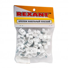 Крепеж кабеля плоский 12х6 мм, белый (50 шт/уп) REXANT