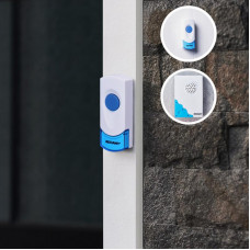 Беспроводной дверной звонок с двумя кнопками вызова 32 мелодии 100м IP44 (белый/синий) REXANT RX-4