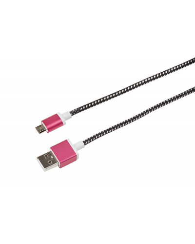 Кабель USB-A – micro USB, 2,4А, 1м, в черной тканевой оплетке, усиленный REXANT