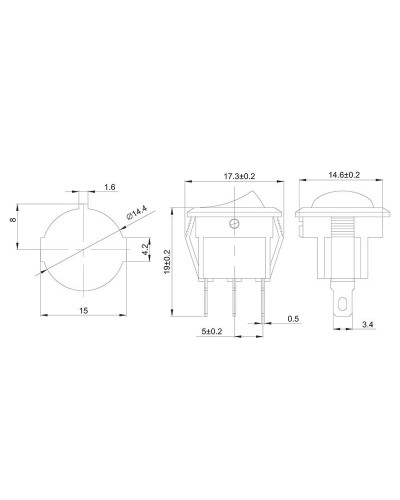 Выключатель клавишный круглый 250V 3А (3с) ON-OFF красный  с подсветкой  Micro  (RWB-106, SC-214)  REXANT Индивидуальная упаковка 1 шт