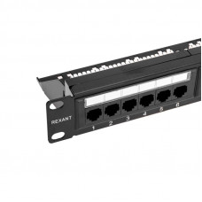 Панель коммутационная с кабельным органайзером 19', 1U, 24 порта, UTP, RJ-45, CAT 5e REXANT PRO