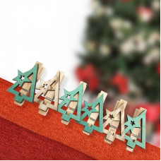 Деревянные прищепки Новогодняя ель 14,5x4,5x1,6 cм, 6 шт, NEON-NIGHT